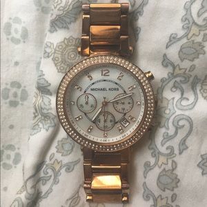Michael Kors Parker Rose gold-tone watch.